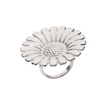 Lund Copenhagen Marguerit 925 sterling sølv Fingerring med hvid emalje, model 907036-H